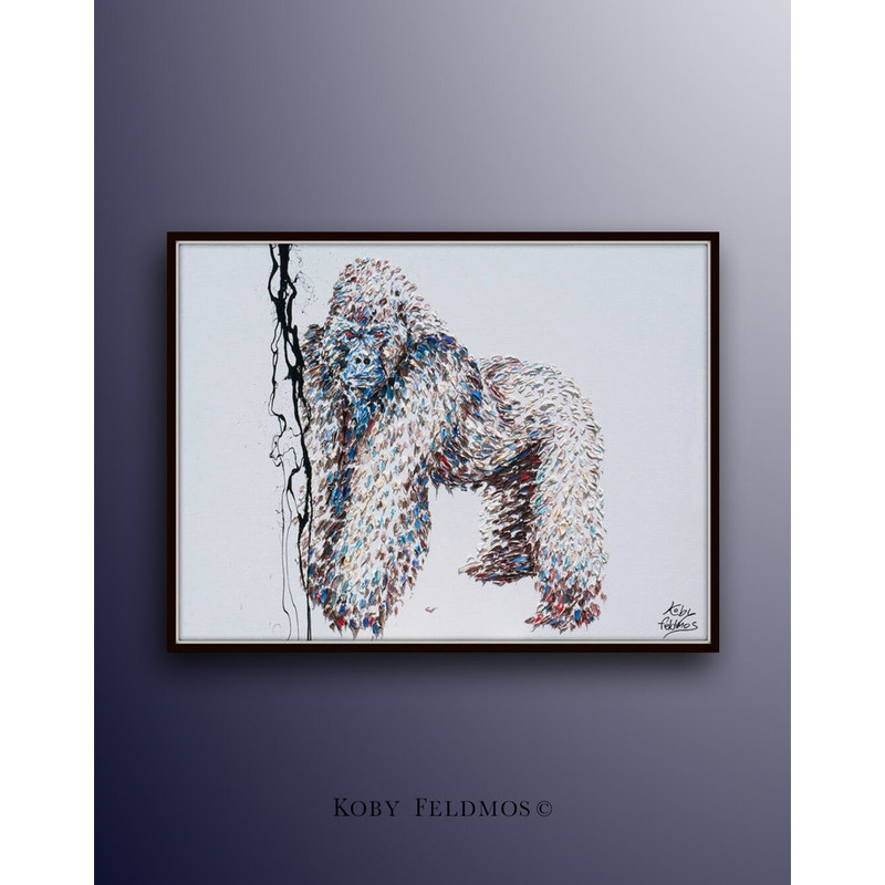 Silverback Gorilla 40 Animal painting, original handmade modern art, texture painting, Modern Art oil on canvas by Koby Feldmos.jpg
