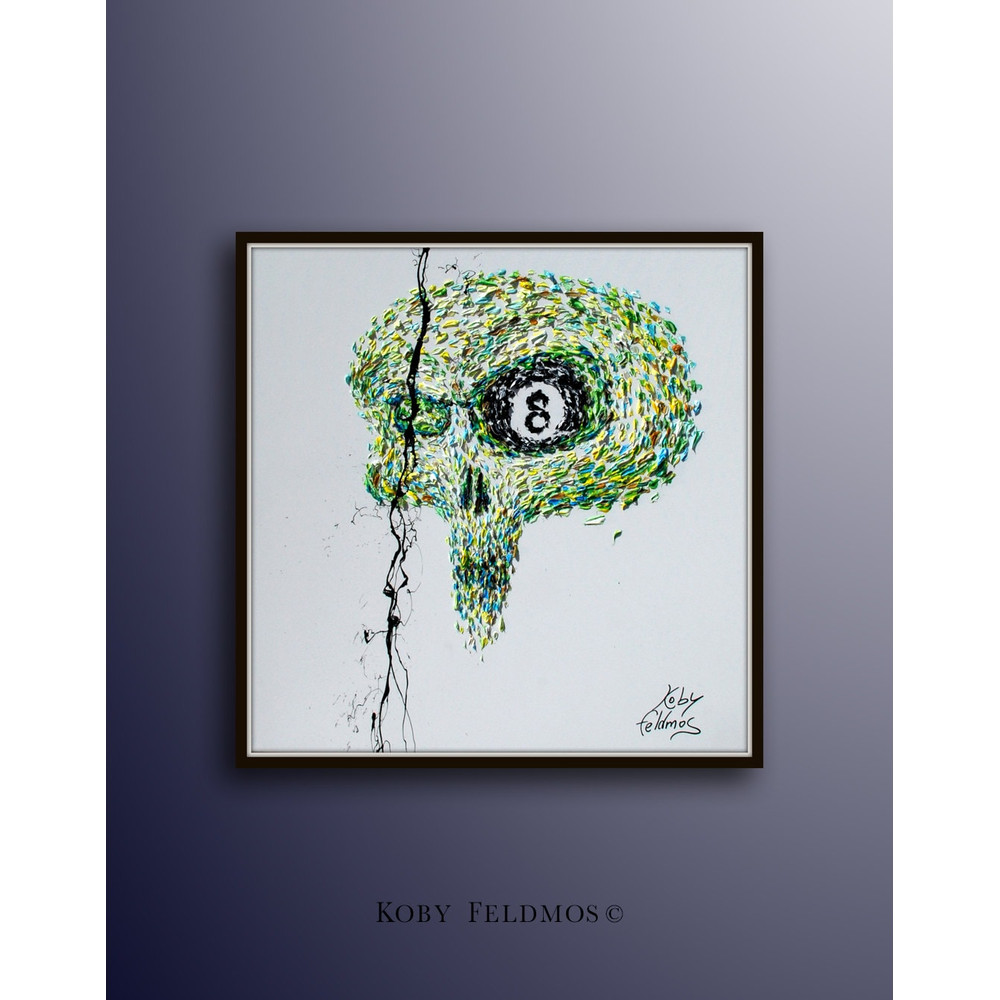 Skull 35 Surreal Oil painting on Canvas Original Hand made painting thick brushstrokes Express Shipping By Koby Feldmos.jpg