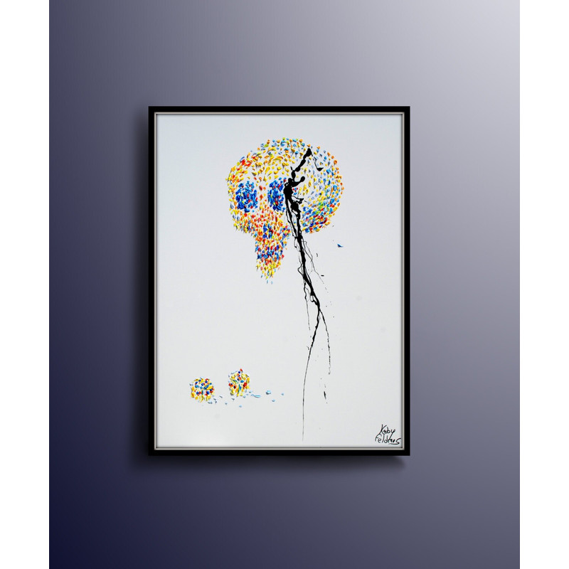 Skull Painting 30 with Luck cubes Original & Hand Made Oil Painting on Canvas, Thick paint, Express shipping, By Koby Feldmos.jpg