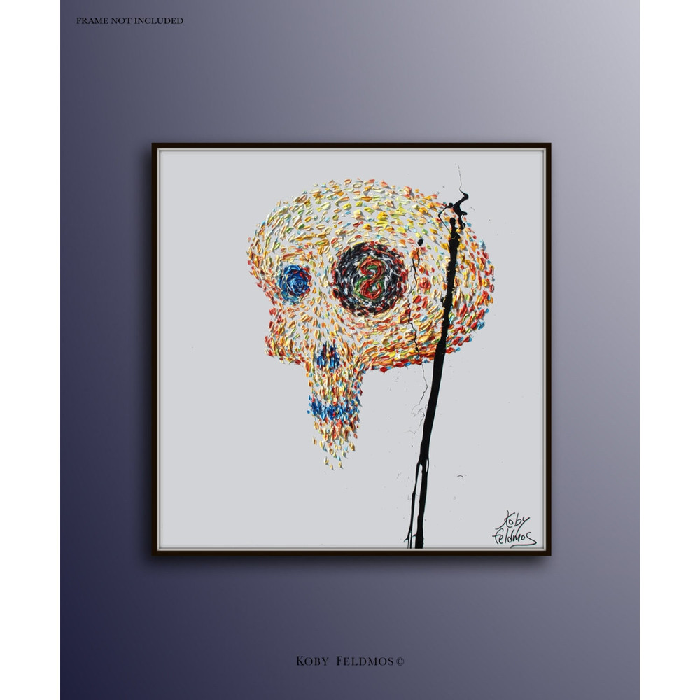 Skull Surreal 35 Oil painting on Canvas Original Hand made painting thick brushstrokes Express Shipping By Koby Feldmos.jpg