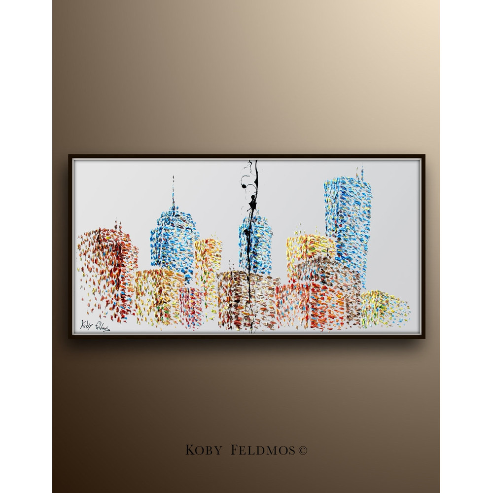 Skyline canvas 67 painting Full texture artwork, modern looks, beautiful colors by Koby Feldmos.jpg