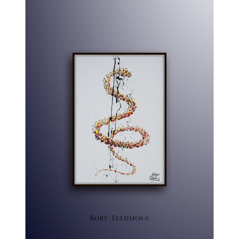 Snake oil painting 40, animal painting, original oil painting on canvas, yellow orange red colors, thick layers, By Koby Feldmos.jpg