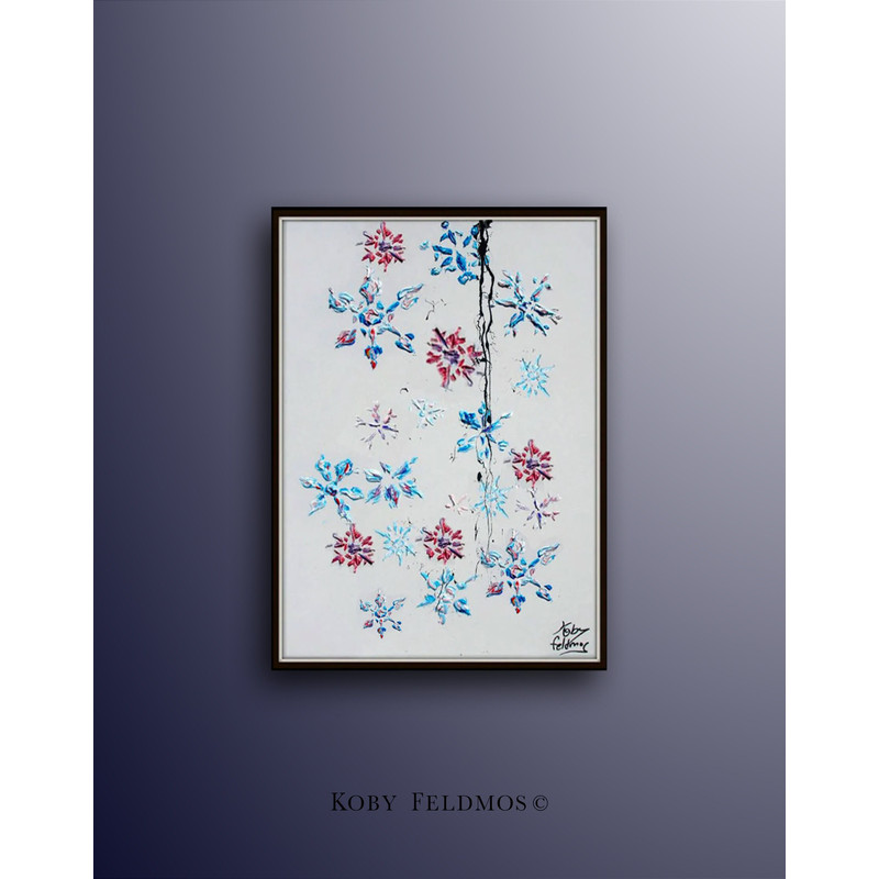 SnowFlakes 40 Perfect Christmas gift, Beautiful relaxing shades of purple and blue, winter painting, By Koby Feldmos.jpg