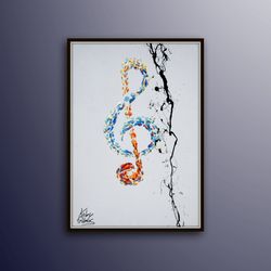 sol piano note sign painting 40, classical painting of sol character, oil painting on canvas, handma