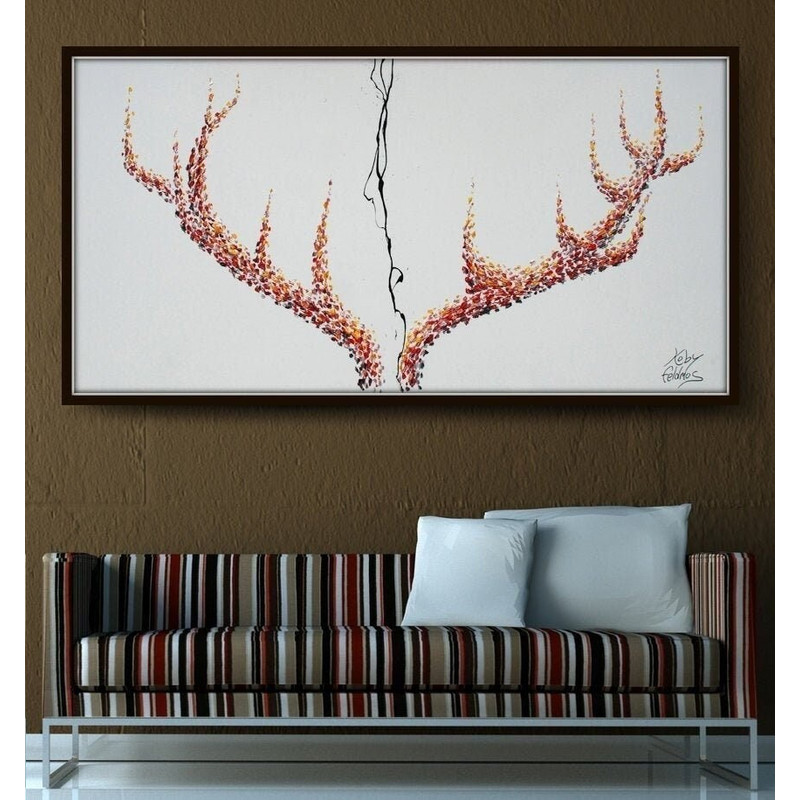 Stag Horns 55 Original oil painting on canvas, Large size artwork, modern painting, Original and handmade by Koby Feldmos.jpg