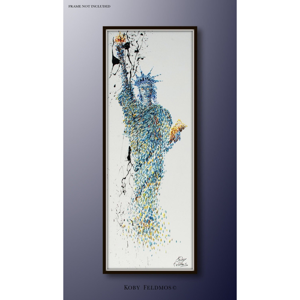 Statue of liberty 67, original oil painting on canvas, thick layers, Extremely special luxury painting, by Koby Feldmos.jpg