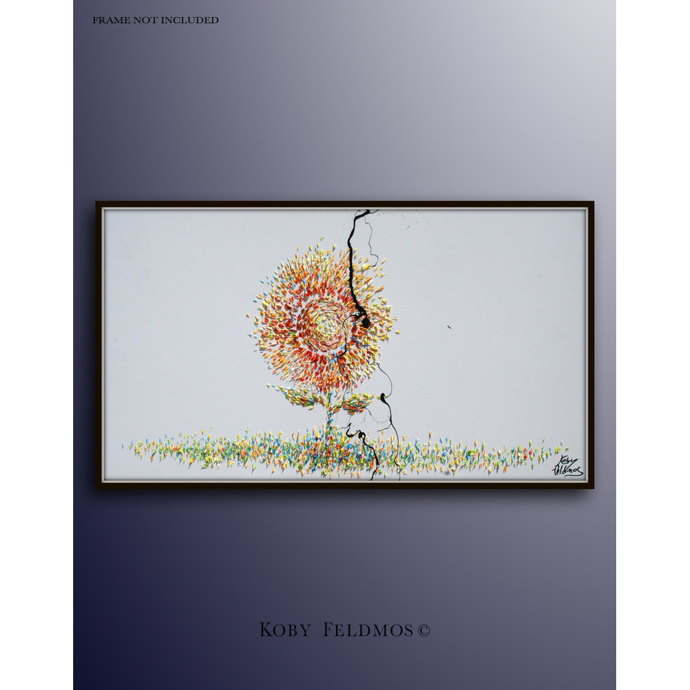 Sunflower Painting 55 Original oil painting on canvas, warm tone painting, Modern Art, Express shipping, By Koby Feldmos.jpg