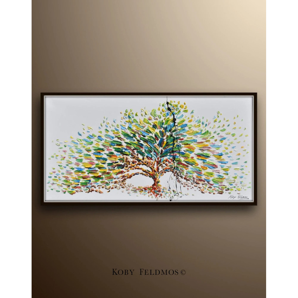 Tree 67 Original oil painting on canvas, Luxury thick layers tree of Life, Large size painting, Gives extremely good vibes, by Koby Feldmos.jpg