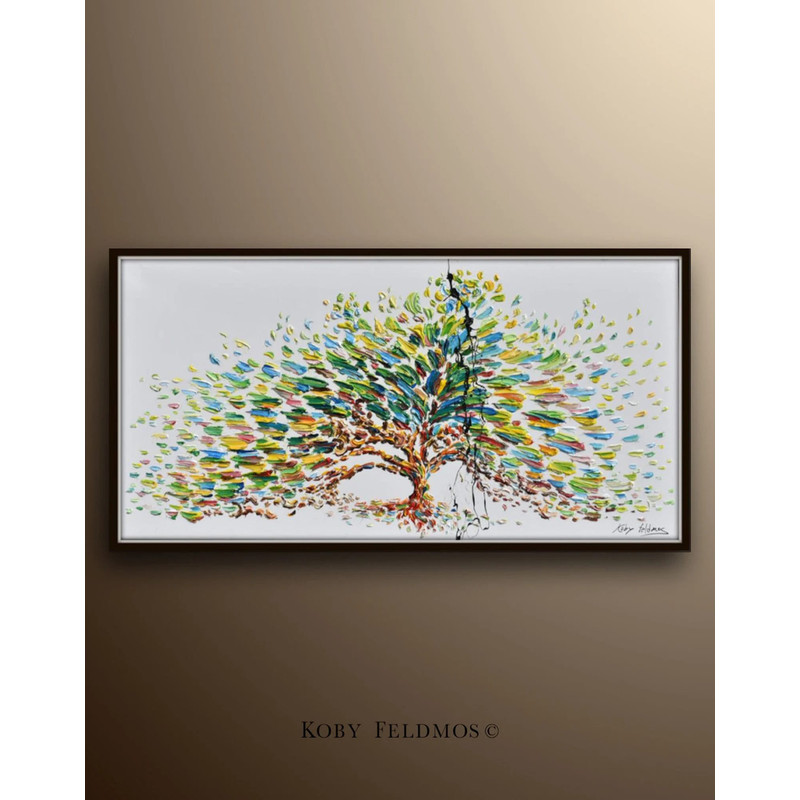 Tree 67 Original oil painting on canvas, Luxury thick layers tree of Life, Large size painting, Gives extremely good vibes, by Koby Feldmos.jpg