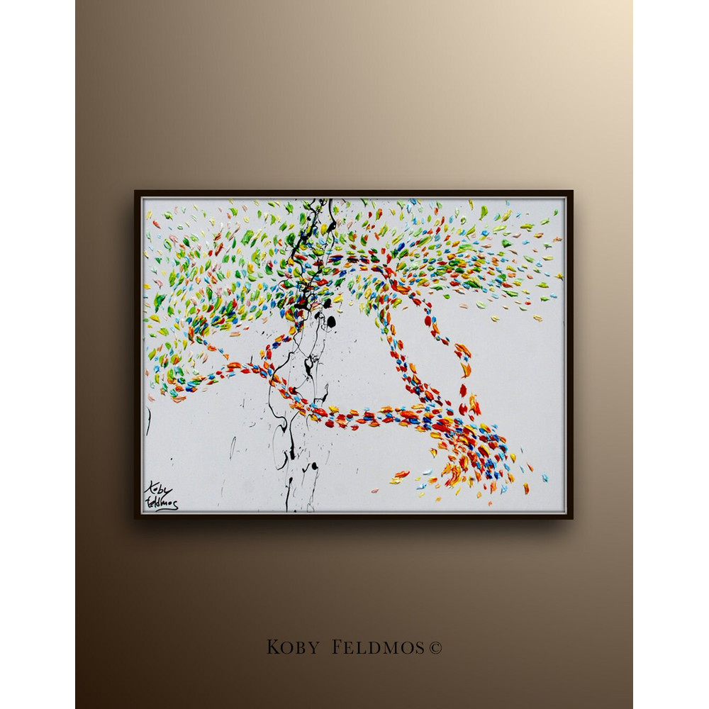 Tree oil painting 30 Beautiful & Colorful Abstract Tree , Original Oil Painting , Calming colors, By Koby Feldmos.jpg