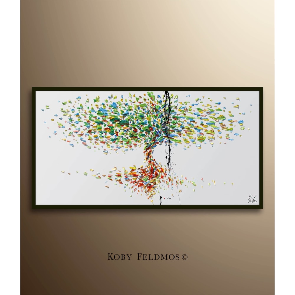 Tree painting 55 - Beautiful Colors, relaxing vibe, heavy texture, original art, modern style, Handmade by Koby Feldmos.jpg