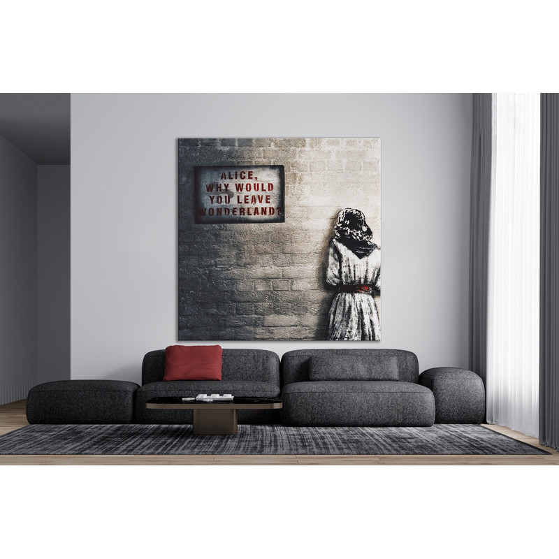 CANVAS ART PRINT Alice Graffiti Art Banksy Print Modern Street Art Wall Decor Banksy Graffiti Inspirational Wall Art Print Living Room Print.jpg