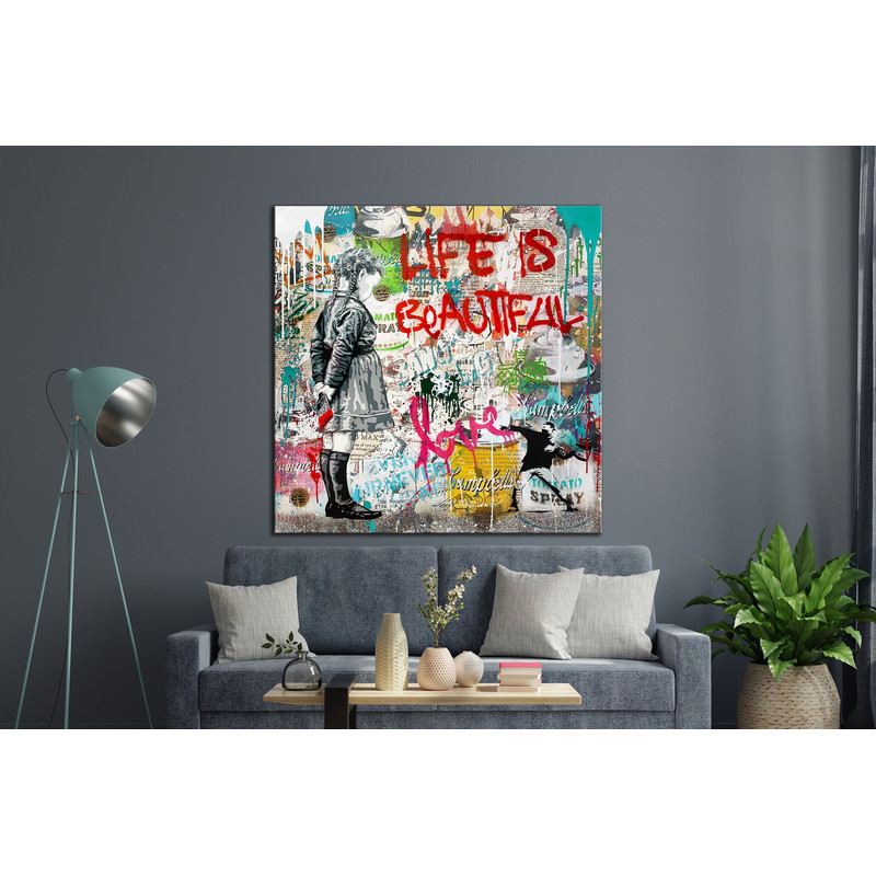 CANVAS ART PRINT Artist Within Wall Art for Living Room Banksy Canvas Print Life Is Beautiful Print Graffiti Wall Art Housewarming Gift Art.jpg