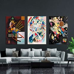 canvas art print canvas set of 3 abstract arts wassily kandinsky print abstract set kandinsky geomet
