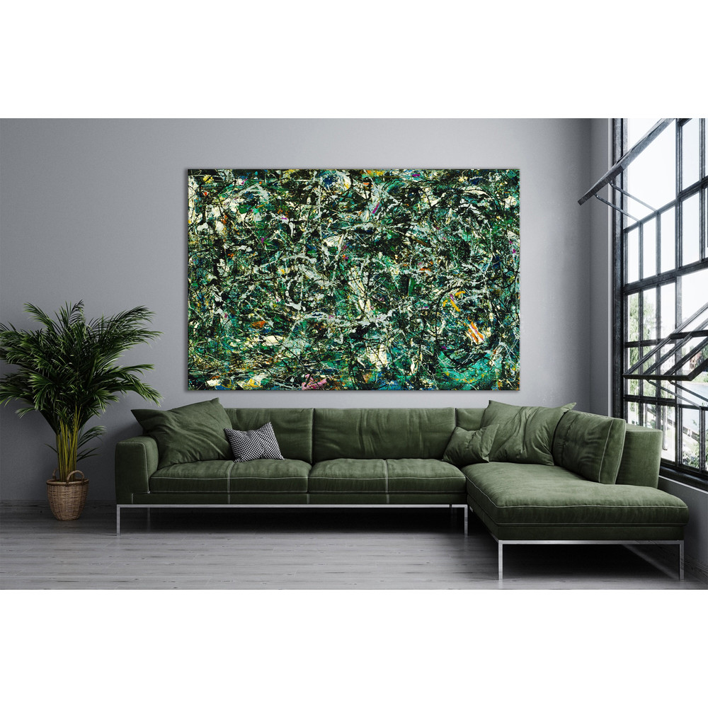 CANVAS ART PRINT Green Abstract Print Full Fathom Five by Jackson Pollock Wall Art Abstract Art for Living Room Abstract Canvas Print.jpg
