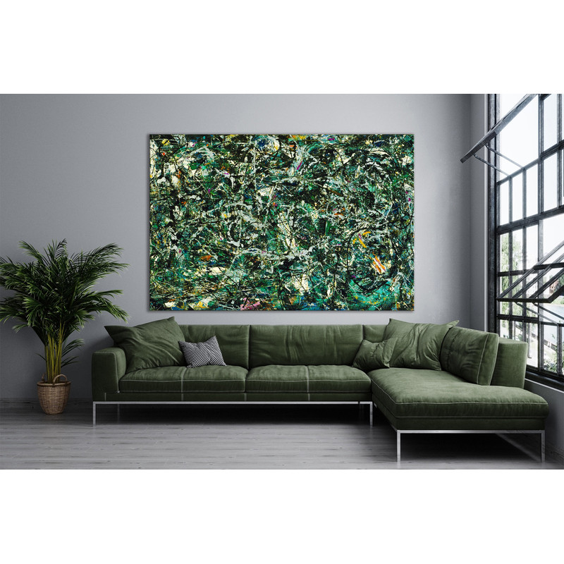 CANVAS ART PRINT Green Abstract Print Full Fathom Five by Jackson Pollock Wall Art Abstract Art for Living Room Abstract Canvas Print.jpg