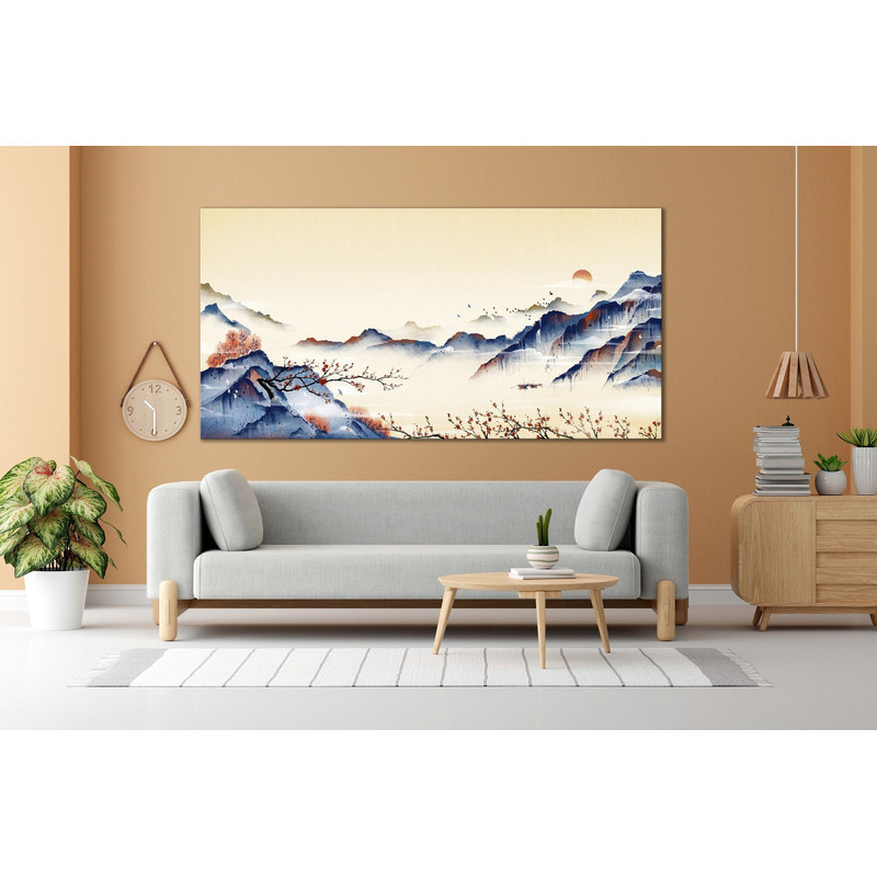 CANVAS ART PRINT Japan Mountain Art Print Japanese Wall Art Sakura Canvas Print Japanese Style Wall Decor Large Canvas Wall Art.jpg