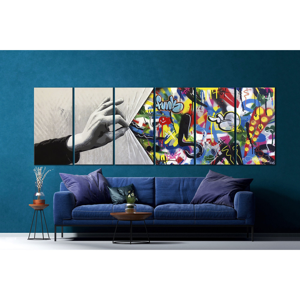 CANVAS ART PRINT Pull Back Graffiti Print Brainwash Art Print Street Wall Art Print Large Canvas Wall Art Wide Wall Art Pop Art Canvas Print.jpg