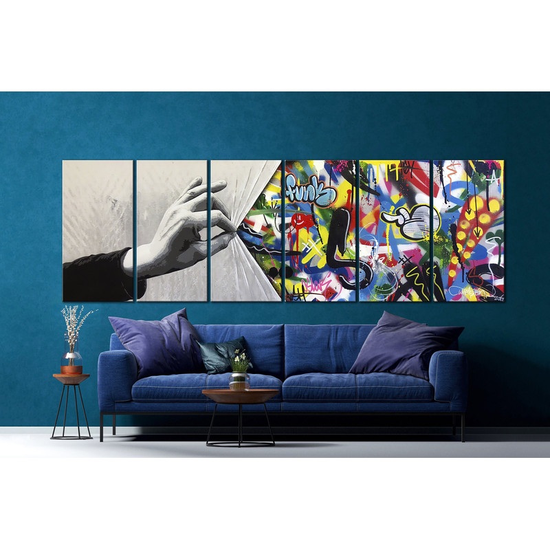 CANVAS ART PRINT Pull Back Graffiti Print Brainwash Art Print Street Wall Art Print Large Canvas Wall Art Wide Wall Art Pop Art Canvas Print.jpg