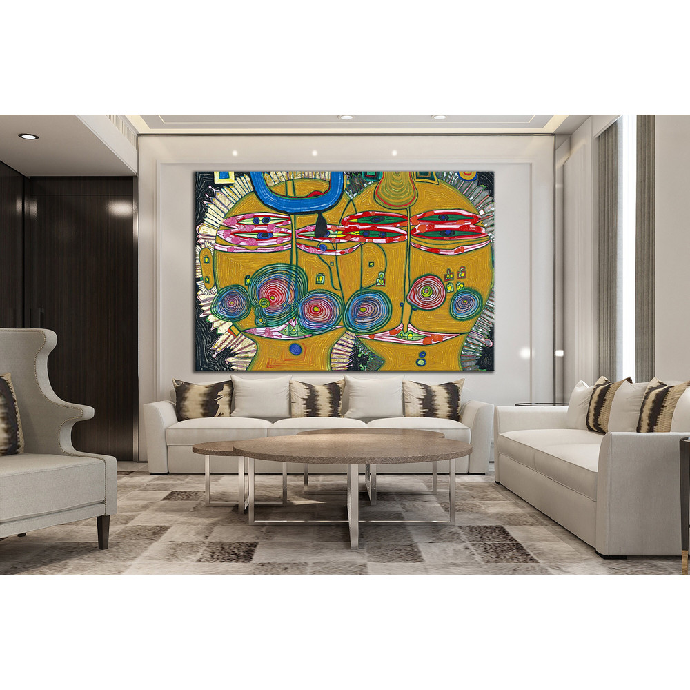 CANVAS ART PRINT The Aztecs Sun and Moon Painting Print on Canvas Unique Wall Art Abstract Pop Art Print Framed Modern Art for Living Room.jpg