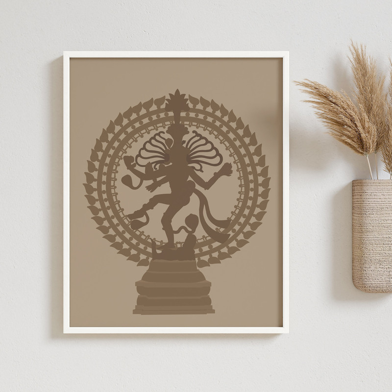 Dancing Shiva Nataraj Art Print, Shiva Natraja Idol Painting, Lord Of Dance, Temple Mandir Altar Outdoor Yoga Studio Religious Home Decor.jpg