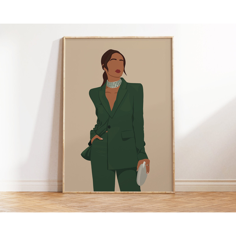 Desi Art, Indian Wall Art, Modern Indian Woman in Suit, South Asian Art, Brown Girl Art, South Indian Art, Tamil Art, Boss Lady, Asian Art.jpg