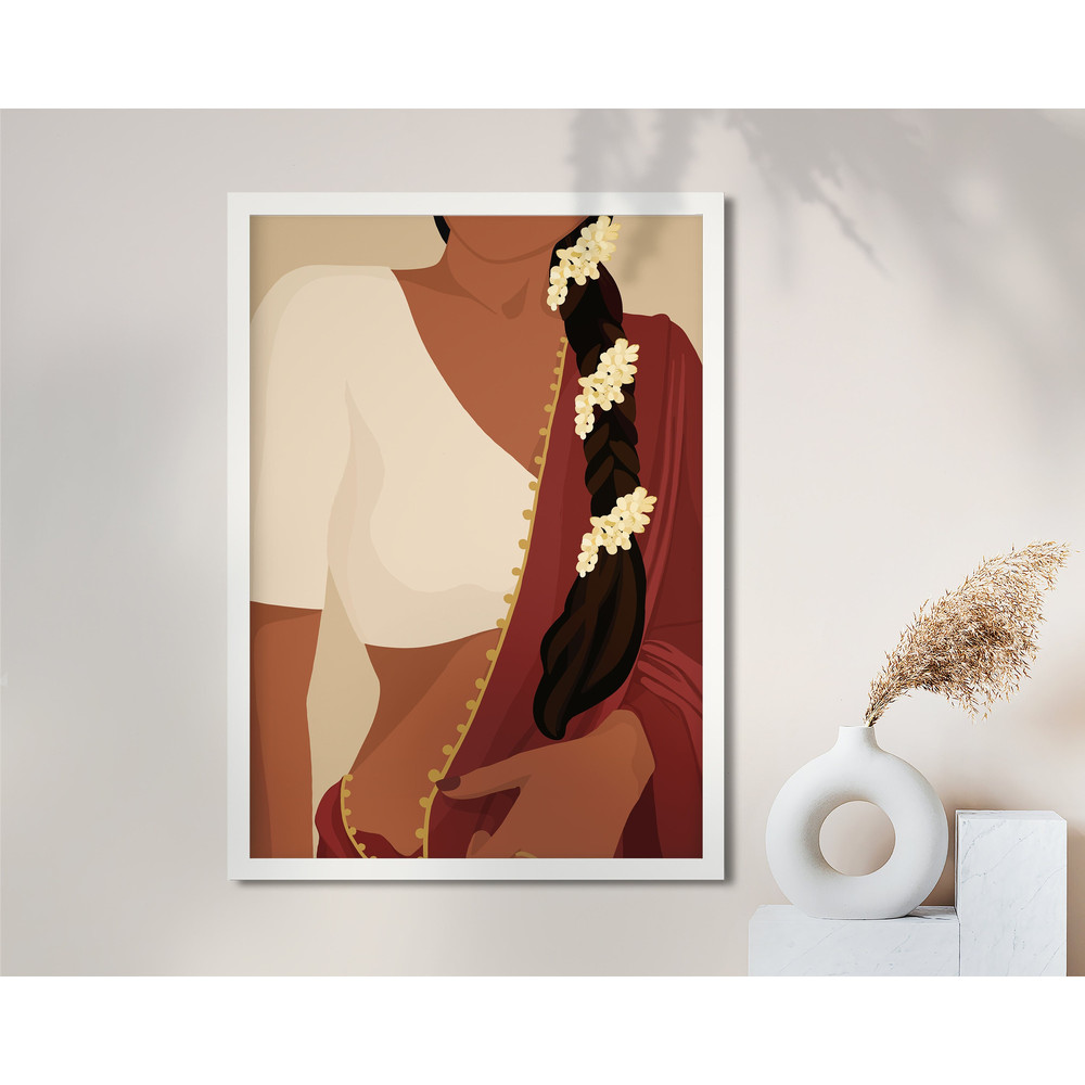 Desi Art, South Asian Woman Art, Brown Girl Portrait, Modern Woman in Saree Art, South Indian Art, Tamil Art, Indian Woman Art, Indian Art.jpg