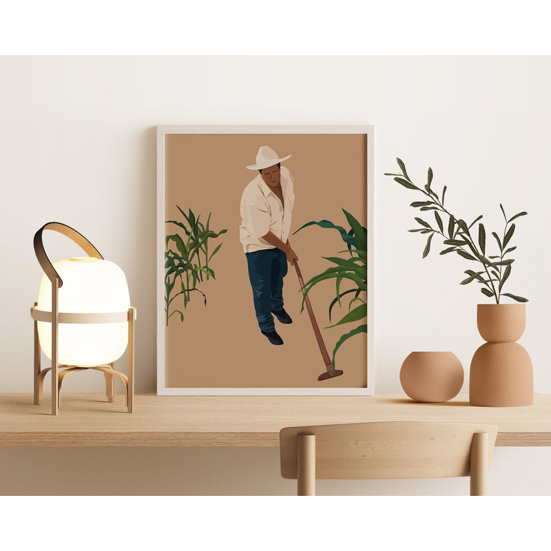 Dominican Republic Art Print, Dominican Farmer Poster, Mexican Farmer Poster, Mexican Wall Art, Central American, Hispanic Art, Latino Decor.jpg
