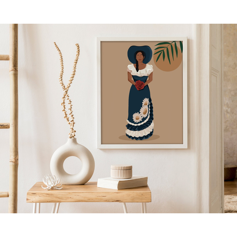 Dominican Republic Art Print, Dominican Woman Poster, Dominica Traditional Portrait, Dominican Art, Central American, Hispanic Art, Latino.jpg