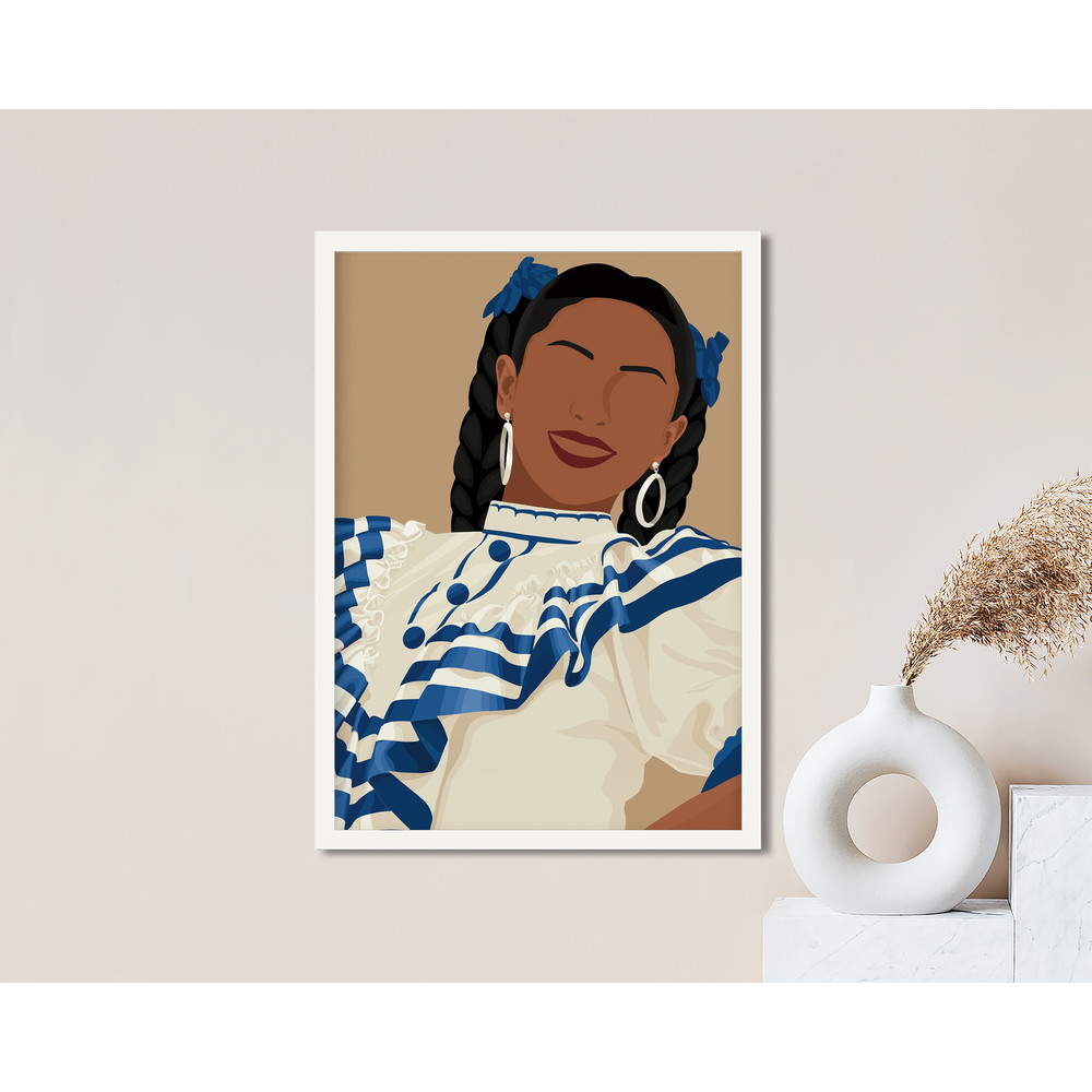 El Salvador Art Print, Salvadoran Woman Poster, Salvador Traditional Portrait, Salvadorean Art, Central American, Hispanic Art, Latino Art.jpg