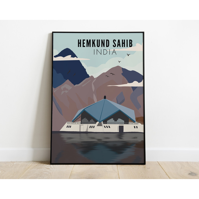 Gurudwara Shri Hemkund Sahib, Hemkund Sahib Art, Sikh Art, Punjabi Wall Art, Indian Art, Sikh Travel Poster, Sikhism Home Decor, Punjab Art.jpg