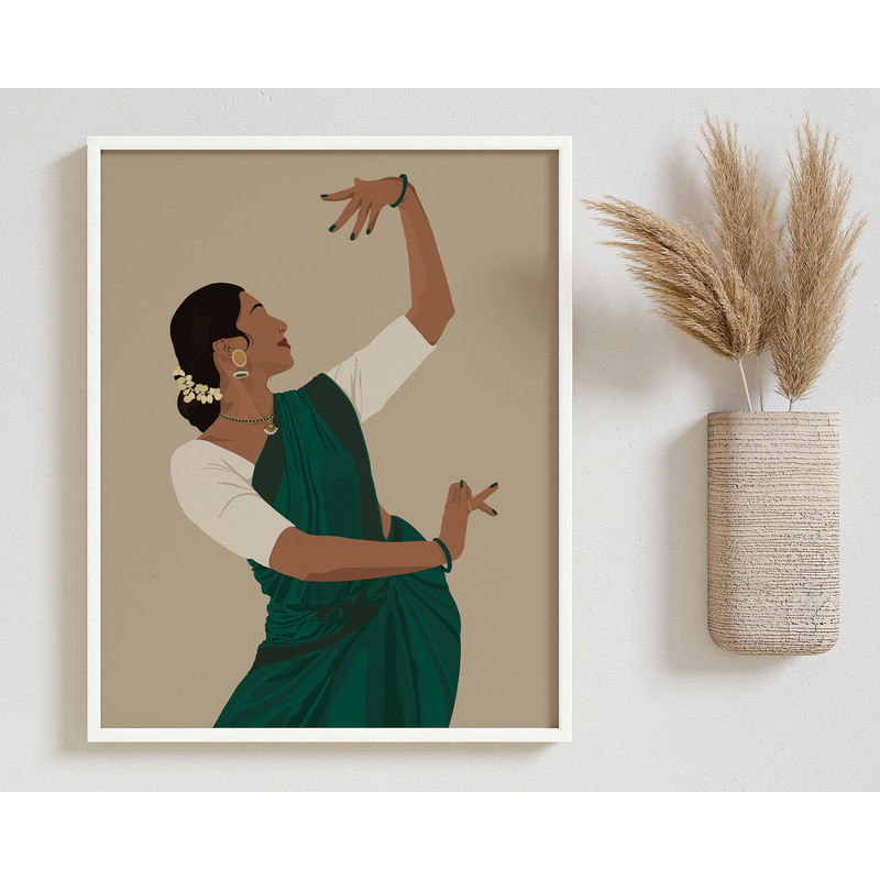 Indian Dancer, Bharatanatyam Art, Brown Girl Art, Desi Art, South Asian Woman Art, Tamil girl, Indian Art, Indian Classical Dancer Portrait.jpg