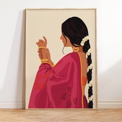 indian woman wearing bangles art, desi art, indian art, south asian woman, brown girl art, tamil gir