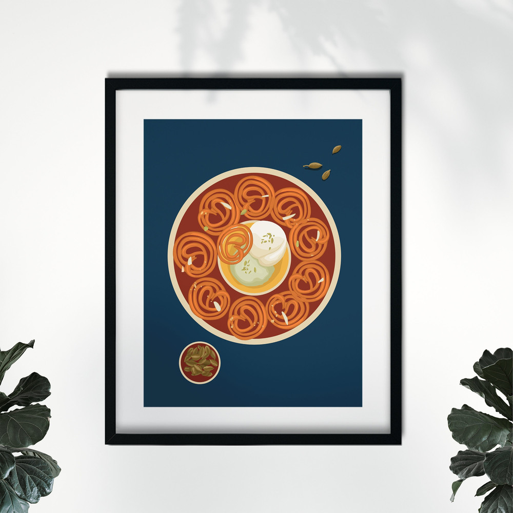 Jalebi Art, Rabdi, Asian Kitchen Decor, Pop Art, Indian Sweet Art, Home & Dining, Food Lover, Indian food Art, Cafe, Restaurant, Desi Art.jpg