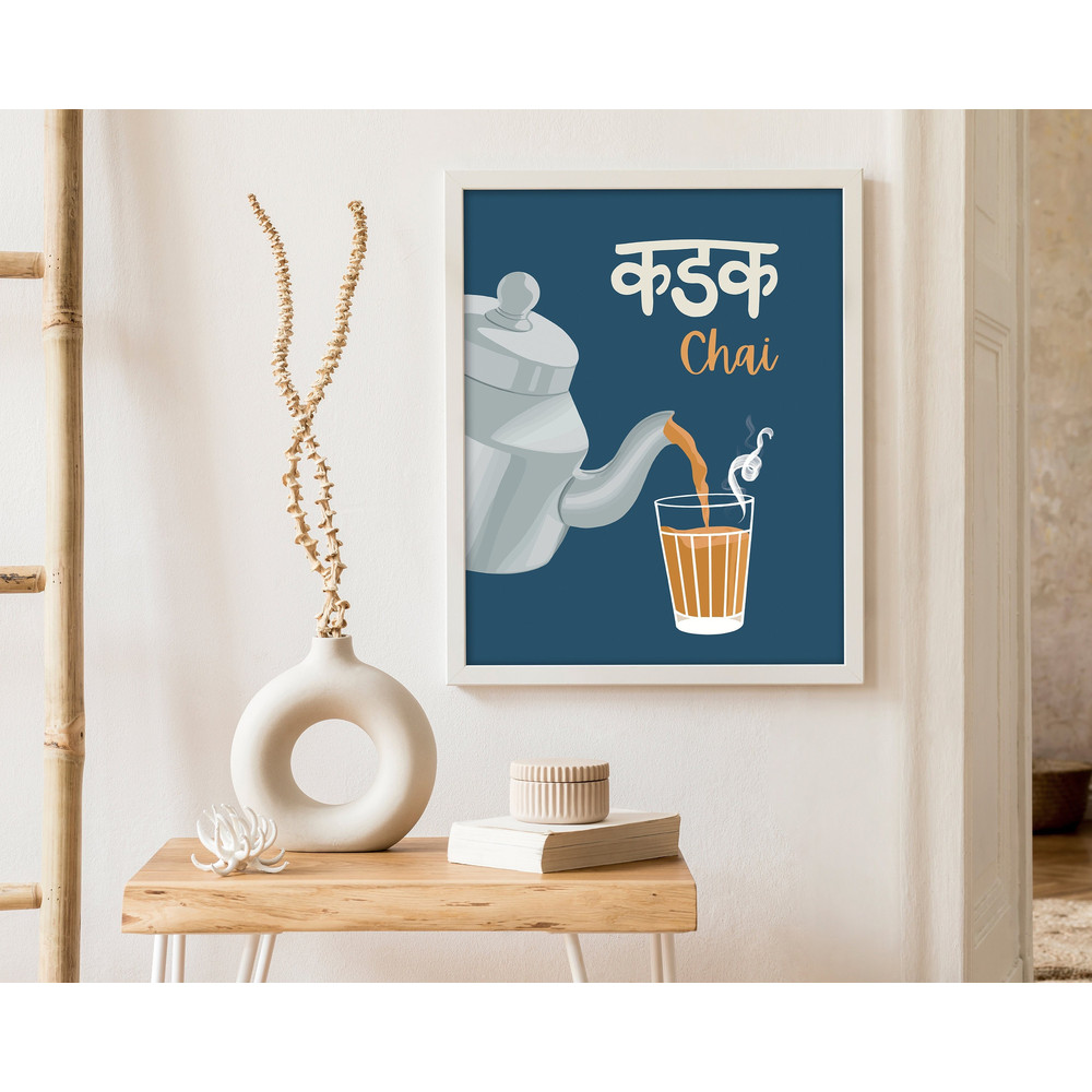 Kadak Chai Wall Art, South Asian Art, Indian Art Print, Dining Wall Art Print, Chai Poster, Indian Kitchen Art , Desi Art, Housewarming Gift.jpg