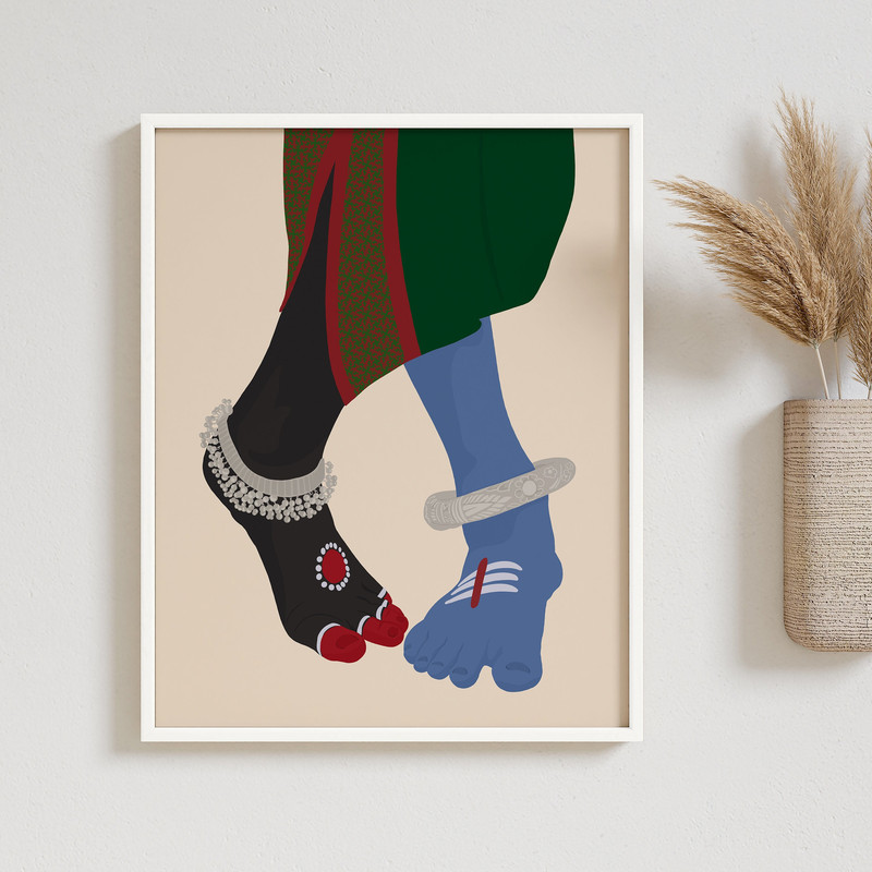 Kali and Shiva Dancing Feet Wall Art, Shiva Shakti Digital Print, Ardhanarishvara, Shiva Parvati, Hindu God Indian Decor, House Warming Gift-1.jpg