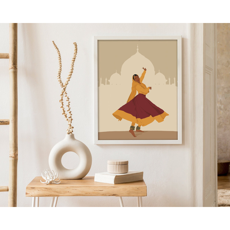 Kathak Dance at Taj Mahal Poster, Brown Girl Art, Desi Art, South Asian Woman Print, Indian Woman Digital Prints, Desi Wall Art, Indian Art-1.jpg
