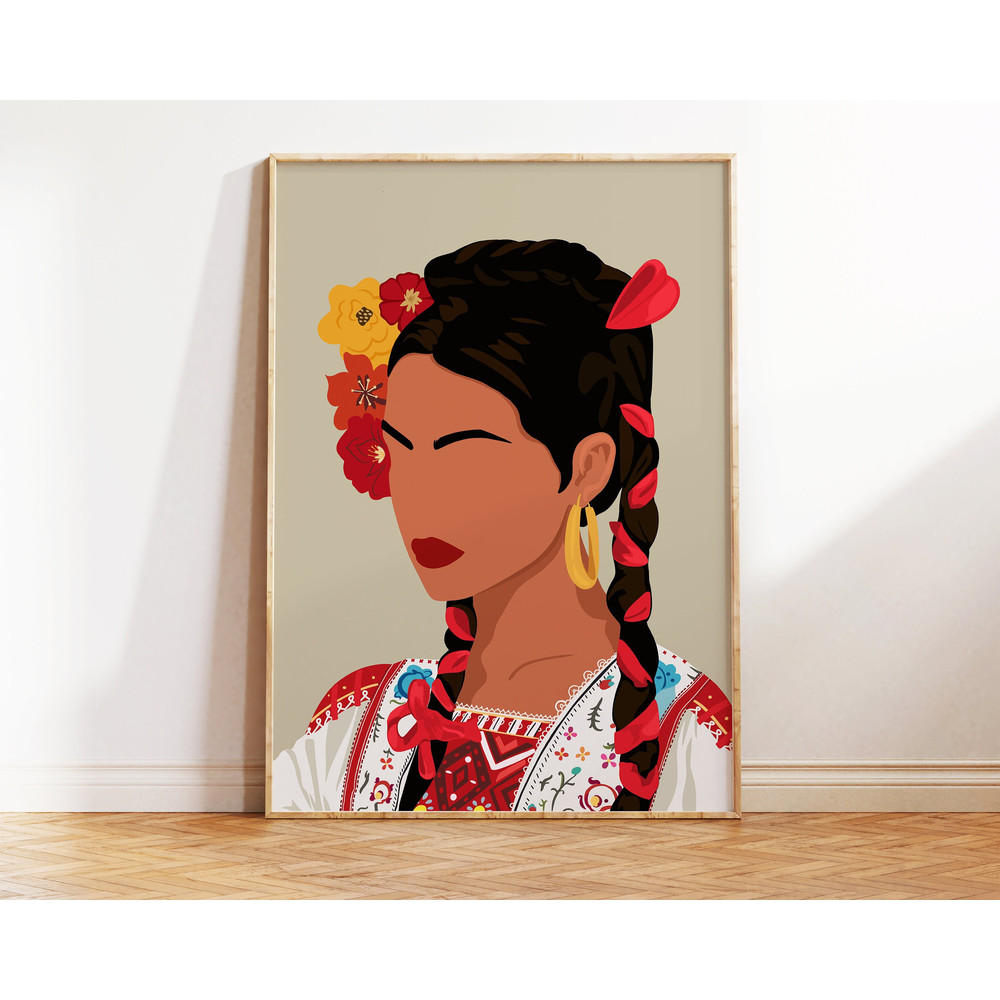 Mexican Woman Art, Mexico Wall Art Print, Hispanic Art, Folklore Art, Hispanic Heritage Month, Latino Art Prints, Latin American Portrait-2.jpg