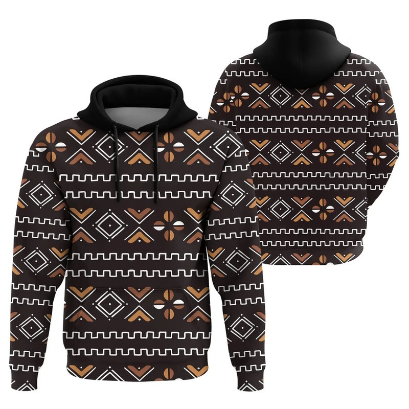 Traditional Coffee Bogolan Pullover, African Hoodie For Men Women