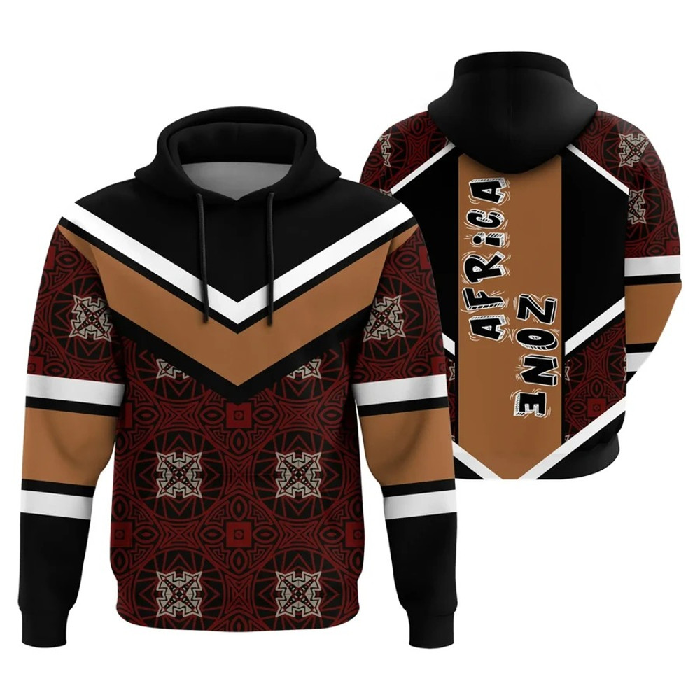 Special Red Circle Kitenge Pullover, African Hoodie For Men Women