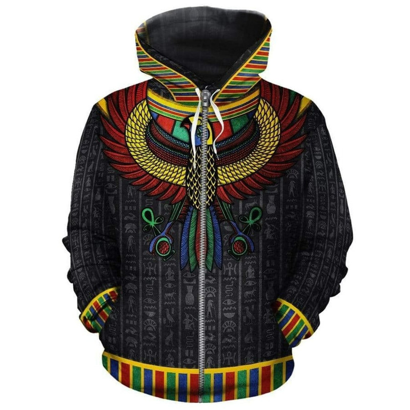 God Horus Black Fleece All-over Hoodie, African Hoodie For Men Women