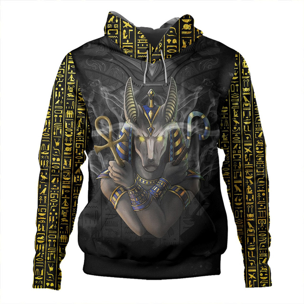Egyptian Hoodie Anubis Pattern In Red, African Hoodie For Men Women