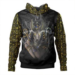 egyptian hoodie anubis in black, african hoodie for men women