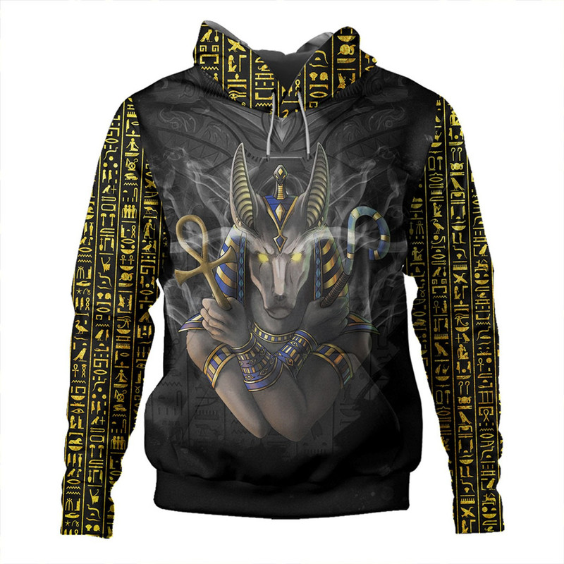 Egyptian Hoodie Anubis Pattern In Red, African Hoodie For Men Women