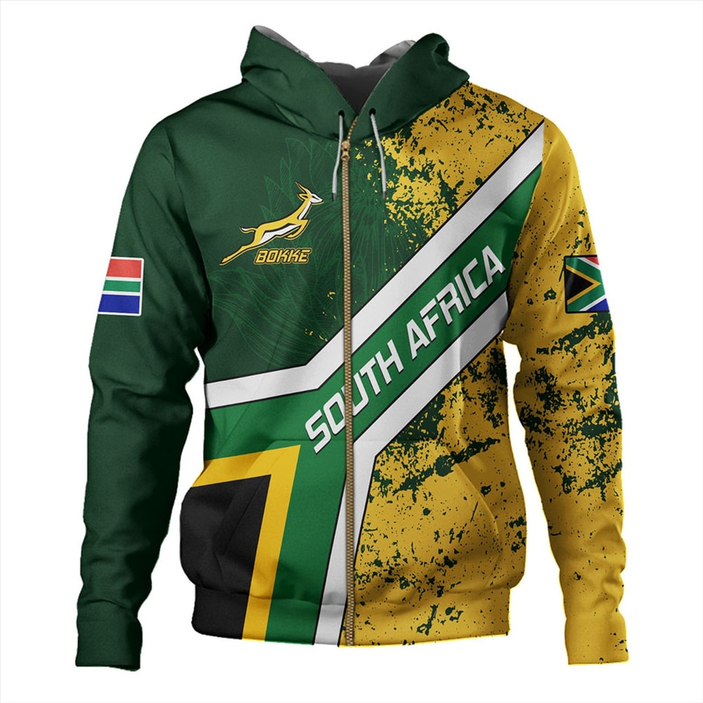 South Africa Hoodie Bokke Flag Gunge Background, African Hoodie For Men Women
