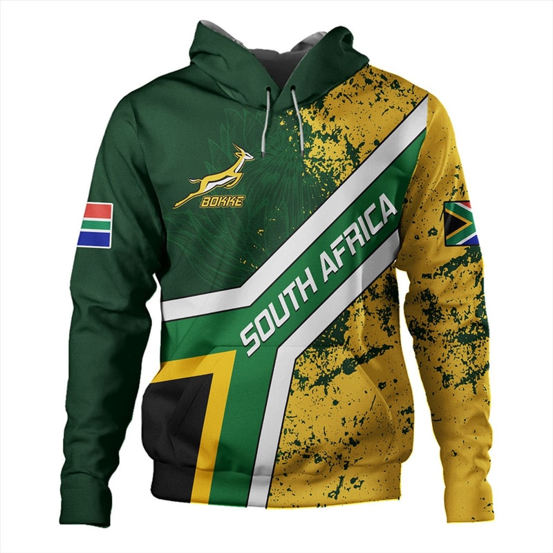 South Africa Hoodie Bokke Flag Gunge Background, African Hoodie For Men Women