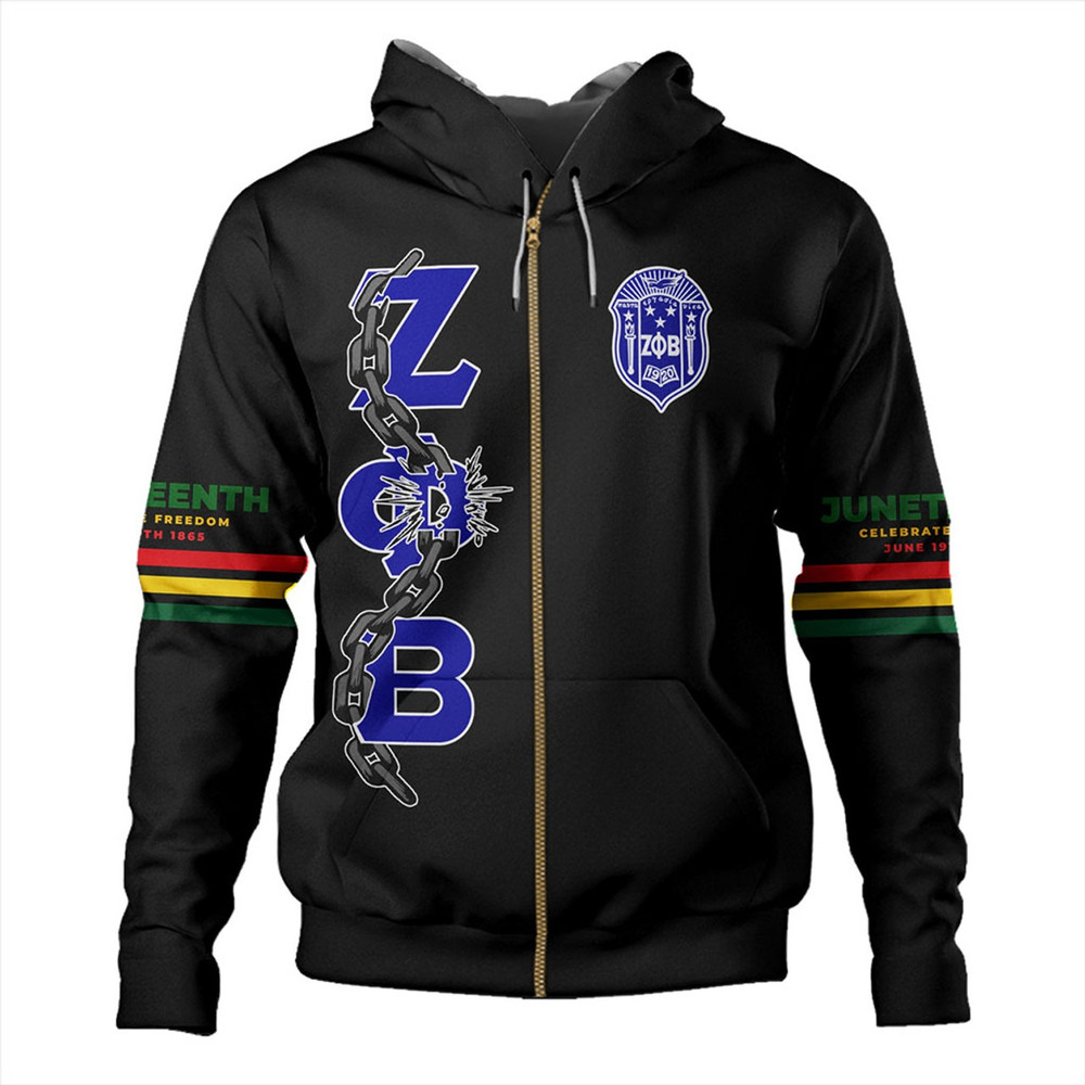Zeta Phi Beta Hoodie Juneteenth Chain Freedom Day, African Hoodie For Men Women