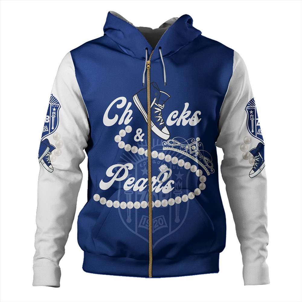 Zeta Phi Beta Hoodie Chuck And Pearls, African Hoodie For Men Women