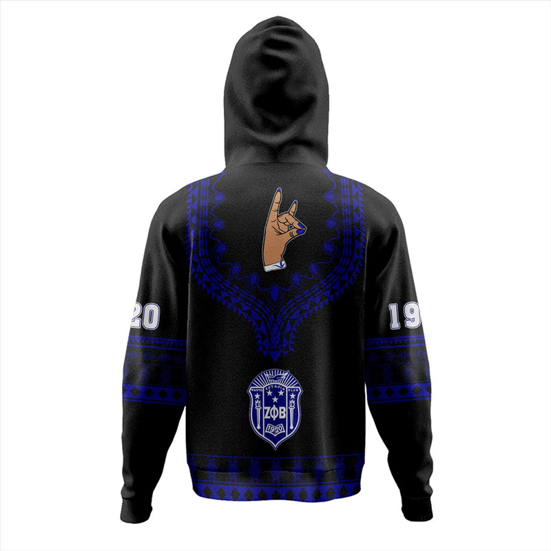 Zeta Phi Beta Hoodie Dashiki Alva Style, African Hoodie For Men Women