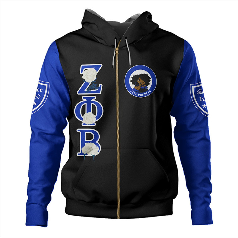 Zeta Phi Beta Hoodie Rose Flower, African Hoodie For Men Women